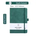 A5 notebook in dark green leather with elastic strap and side pen loop holder - Dark Green / A5