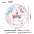 Piatti di carta usa e getta unicorno da 9 pollici per feste compleanno set da 10 - Piatti di carta grandi