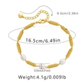Mesures détaillées du bracelet en laiton plaqué or 18 carats avec perles - KB0302-Style Perle Bambou