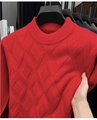 Detail van elastische rode ruitgebreide stof die de rekbaarheid laat zien - M / Rood
