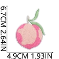 Detail showing pink peach embroidered patch with size dimensions 6.7cm by 4.9cm - Pink Peach