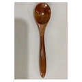 Single deep brown Japanese style wooden soup spoon with a smooth polished finish - Dark Brown (13.8*3.2cm Vintage Lacquer Pointed Tail Spoon)