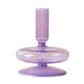 Elegant purple glass candle holder with vertical ribbing and a round base for home decor - Purple Vertical Stripe Cylinder (A1)