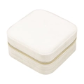 Portagioie quadrato in velluto bianco crema con elegante cerniera dorata in metallo - 10x10x5cm / Bianco Sporco