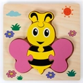 Educational 3D wooden bumblebee puzzle for toddlers with bright yellow pieces and board - Bee with Buckle