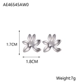 Detailed dimensions of silver sunflower earrings showing 1.7cm height and 1.8cm width - Matte Brushed Flower Earrings (AE46545AW0)