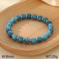 Elastic blue tiger eye stone bead bracelet with 8mm natural mineral beads and silver spacers - Sky Blue Mineral Style (KB183244-TLX)