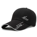 Berretto da baseball in cotone nero con profilo bianco e stampa CAP Sport Style - Regolabile / Nero (Lettere Bianche)