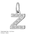Silver letter Z alphabet pendant with zircon stones for DIY necklaces and bracelets - Z-Silver