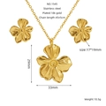 Detail view of 18K gold plated stainless steel floral necklace and earrings jewelry set - Flower Style (1545)