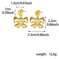 Golden stainless steel bow and heart earrings with precise size and weight details - BE45654BW0 Gold Heart Bow Drop