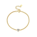Elegante bracciale in argento S925 placcato oro con un zircone a forma di cuore - Argento 925 / Oro 18K
