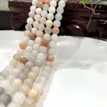 Polished natural tiger eye and jade beads in white and peach orange mixed color tones - Pink Eastern Tombs 10 / 6mm / Approx 63pcs