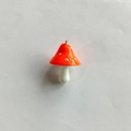 Orange resin mushroom pendant with white spots and metal ring for DIY jewelry making - Orange