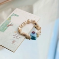 Ceramic beaded bracelet with blue heart and star charms in warm beige and brown - Blue Shell (938I蓝色贝壳)