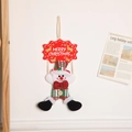 Christmas snowman hanging decor with Merry Christmas sign and red plaid accents - Snowman