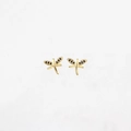 Elegant 18K gold plated dragonfly stud earrings with black crystals on white background - Black