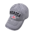 Detail of vintage grey washed cotton baseball cap with AMERICA 1776 embroidery - Light Gray