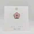 Pink cherry blossom enamel brooch with gold metallic edges on white card - 115*Pink Sakura Flower Pin
