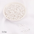 Lose weiße unregelmäßige 5x7mm Barockperlen auf Stoff für DIY-Schmuckherstellung - Stil 26 Horizontale Reisform 5x7mm Weiß 20 Stk./Packung