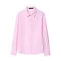 Camicia elegante a maniche lunghe rosa chiaro con colletto classico a bottoni da donna - XS / Rosa