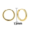 Minimalist 13mm 18K gold plated stainless steel small hoop earrings for women - 13mm / Gold