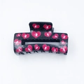 Zwarte glitter rechthoekige haarklem met roze harten en witte cupido engelen - Zwarte Glitter Cupido / 8.4cm