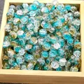 8mm blue and amber crackle glass beads for DIY jewelry making and bracelets - 31# Jade-Cracked Lake Gold