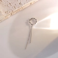 Silver twist ear cuff with long tassels for women on minimalist textured stone background - MY30114-Silver Twist Cord Long Tassel Single