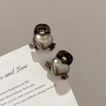 Mini translucent resin heart hair claw clips with silver metal accents set of two - 2# Gray (2-pack) - 2cm