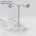 Small silver metal T-bar earring display stand with clear acrylic base, weight 18.1g - Small Transparent