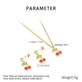 Detail view of red cherry jewelry set with necklace and earrings size measurements - Red Cherry Jewelry Set (KS225995-Z)