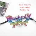 Detail view of rainbow lace butterfly mask showing 22x9cm size and fine embroidery details - Small Butterfly - Multicolored
