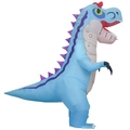 Light blue inflatable dinosaur costume for adults, T-Rex style with purple fins for parties - Blue Terrier / One Size
