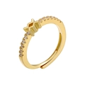 Detail of 18K gold-plated star ring featuring micro-set cubic zirconia on the band - Aquarius / Gold