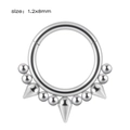 Silberner Edelstahl 1,2x8mm Septum-Ring mit Kugel und drei Spitzen, klappbar - NO 8 (Spikes & Perlen)