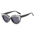 Occhiali da sole cat-eye neri con strass di cristallo eleganti per feste e eventi - Montatura Nera Strass Bianco Lenti Nero Grigio