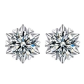 Makroaufnahme der silbernen Schneeflocken-Ohrstecker mit brillantem Mittelschliff - Schneeflocken-Stil (ED35)