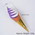 Artificial two-tone purple and white ice cream cone model measuring 21cm long - Purple and White