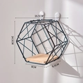 Modern black geometric hexagonal wall shelf with natural wood base for home decor - Small / Black