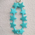 Star-shaped turquoise silicone accessory with golden metal ring keychain charm - Turquoise Green (10 Stars)