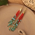 Style B Long Seed Bead Tassel Red Green