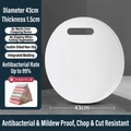 White circular PE cutting board 43cm diameter 1.5cm thick with handle hole - Diameter 43cm * Thickness 1.5cm / White
