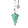 Natural green aventurine hexagonal point pendant necklace with silver link chain - Green Aventurine