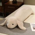 Cute long white bunny plush pillow with floppy ears and soft fleece texture for home decor - Beige Rabbit - Faux Rabbit Fur
