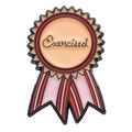Creative black medal alloy brooch with Exercised text and cute pink ribbon detail - Exercised Pink Style (xz8877)