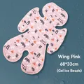 Pink cooling gel seat liner for baby strollers with cartoon bear and rhino patterns - Wing Support / Pink Forest