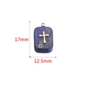 Lapis lazuli rectangular stone pendant with gold cross inlay, size 17mm x 12.5mm - Rectangle Lapis Lazuli - Cross