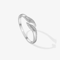 Adjustable S925 sterling silver ring with irregular feather texture and silver finish - Adjustable Open / Silver