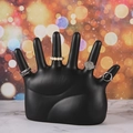Espositore per anelli creativo a forma di mano in resina nera su base di marmo - Slot per 6 Dita / Nero a 6 Dita